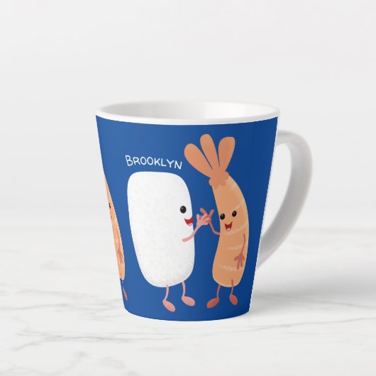 Cute sushi rice prawn Vrienden cartoon Latte Mok (Rechterhoek)