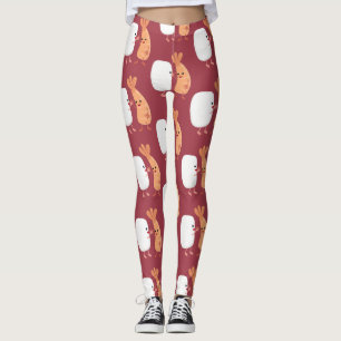 Cute sushi rice prawn Vrienden cartoon Leggings