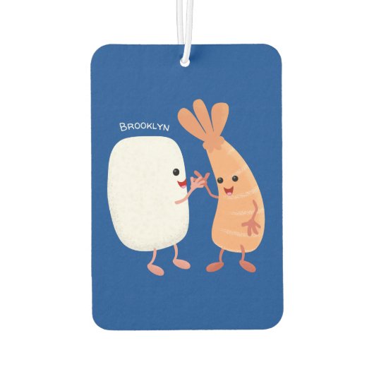 Cute sushi rice prawn Vrienden cartoon Luchtverfrisser (Achterkant)
