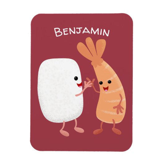 Cute sushi rice prawn Vrienden cartoon Magneet (Verticaal)