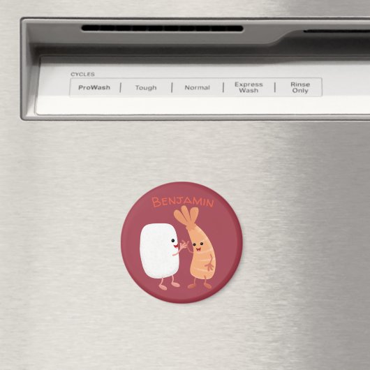 Cute sushi rice prawn Vrienden cartoon Magneet (Insitu (Vaatwasser))