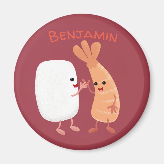 Cute sushi rice prawn Vrienden cartoon Magneet (Voorkant)