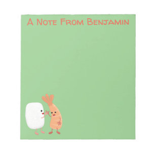 Cute sushi rice prawn Vrienden cartoon Notitieblok