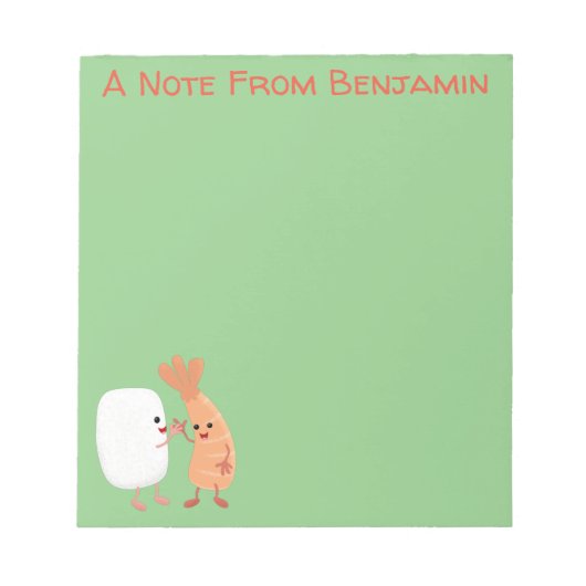 Cute sushi rice prawn Vrienden cartoon Notitieblok (Voorkant)