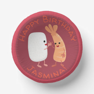 Cute sushi rice prawn Vrienden cartoon Papieren Kommen