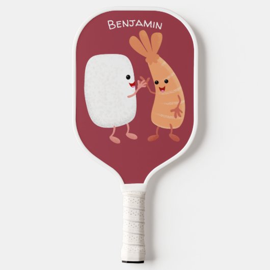 Cute sushi rice prawn Vrienden cartoon Pickleball Paddle (Achterkant)