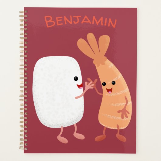 Cute sushi rice prawn Vrienden cartoon Planner (Voorkant)