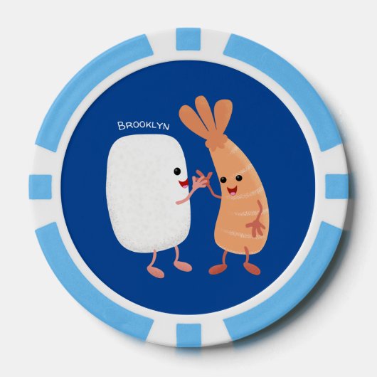 Cute sushi rice prawn Vrienden cartoon Poker Chips (Voorkant)