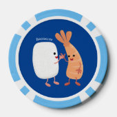Cute sushi rice prawn Vrienden cartoon Poker Chips (Achterkant)