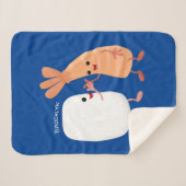 Cute sushi rice prawn Vrienden cartoon Sherpa Deken (Voorkant (horizontaal))