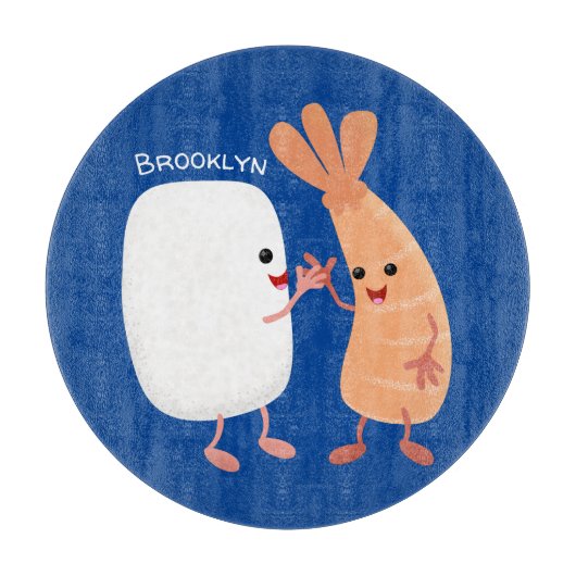 Cute sushi rice prawn Vrienden cartoon Snijplank (Voorkant)