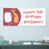 Cute sushi rice prawn Vrienden cartoon Spandoek (Beurs)