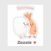 Cute sushi rice prawn Vrienden cartoon Sticker (Vel)