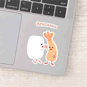 Cute sushi rice prawn Vrienden cartoon Sticker