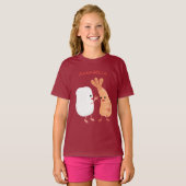 Cute sushi rice prawn Vrienden cartoon T-shirt (Voorkant volledig)