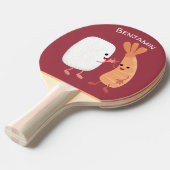 Cute sushi rice prawn Vrienden cartoon Tafeltennisbatje (Voorkant Gekanteld)