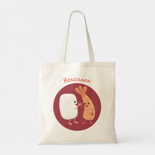 Cute sushi rice prawn Vrienden cartoon Tote Bag (Achterkant)