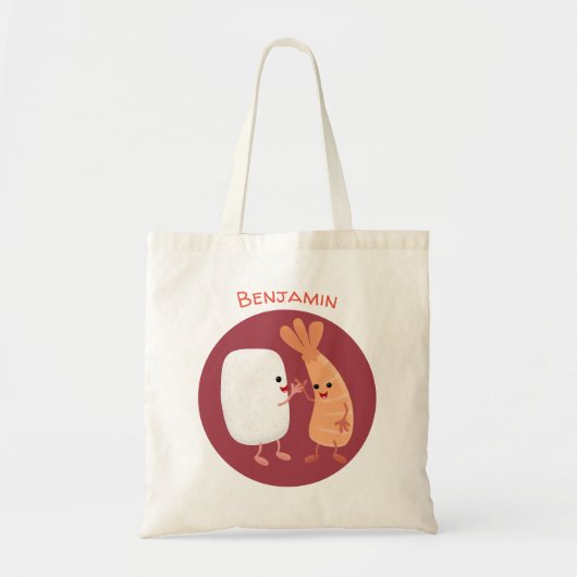 Cute sushi rice prawn Vrienden cartoon Tote Bag (Voorkant)