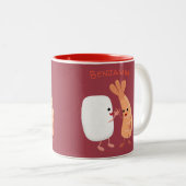 Cute sushi rice prawn Vrienden cartoon Tweekleurige Koffiemok (Voorkant rechts)