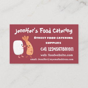 Cute sushi rice prawn Vrienden cartoon Visitekaartje