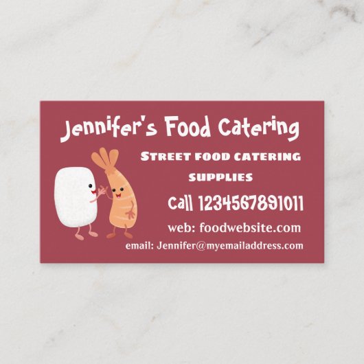 Cute sushi rice prawn Vrienden cartoon Visitekaartje (Voorkant)