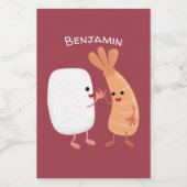 Cute sushi rice prawn Vrienden cartoon Voedselcontainer Etiket (Enkel label)