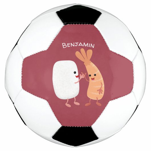 Cute sushi rice prawn Vrienden cartoon Voetbal (Voorkant)