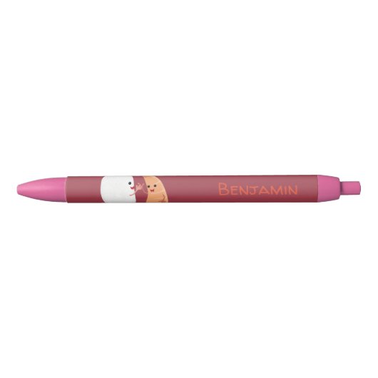 Cute sushi rice prawn Vrienden cartoon Zwarte Inkt Pen (Voorkant)
