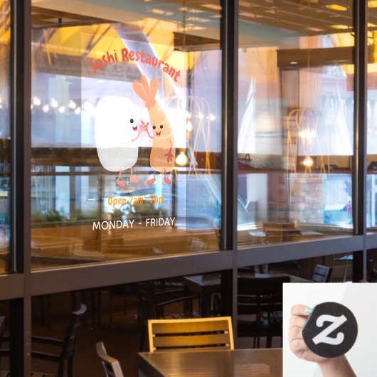 Cute sushi rijst garnaal vrienden cartoon raamfoli raamsticker (Restaurant Raam)