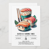 Cute Sushi Roll Printables Verjaardag Kaart (Voorkant / Achterkant)