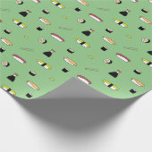 Cute Sushi Roll Set Pattern Nigiri Maki | Groen Cadeaupapier (Hoek)