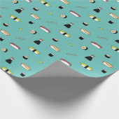 Cute Sushi Roll Set Pattern Nigiri Maki Light Blau Cadeaupapier (Hoek)