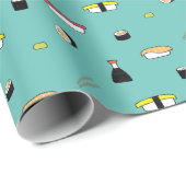 Cute Sushi Roll Set Pattern Nigiri Maki Light Blau Cadeaupapier (Rol Hoek)