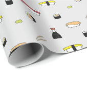 Cute Sushi Roll Set Pattern Nigiri Maki Light Grey Cadeaupapier (Rol Hoek)