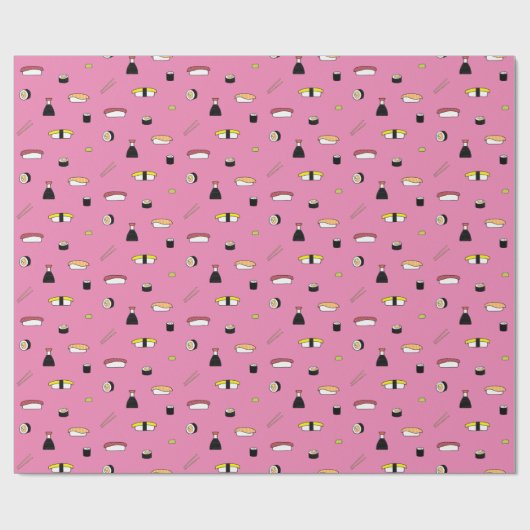 Cute Sushi Roll Set Pattern Nigiri Maki Light Roze Cadeaupapier (Vlak)