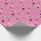 Cute Sushi Roll Set Pattern Nigiri Maki Light Roze Cadeaupapier (Hoek)