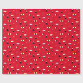 Cute Sushi Roll Set Pattern Nigiri Maki | Rood Cadeaupapier (Vlak)