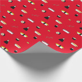 Cute Sushi Roll Set Pattern Nigiri Maki | Rood Cadeaupapier (Hoek)