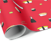 Cute Sushi Roll Set Pattern Nigiri Maki | Rood Cadeaupapier (Rol Hoek)