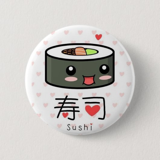 Cute Sushi Ronde Button 5,7 Cm (Voorkant)