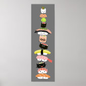Cute Sushi Stack - Tower van Kawaii Sushi Friends Poster (Voorkant)