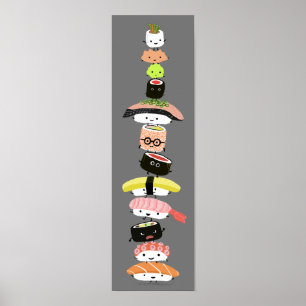 Cute Sushi Stack - Tower van Kawaii Sushi Friends Poster