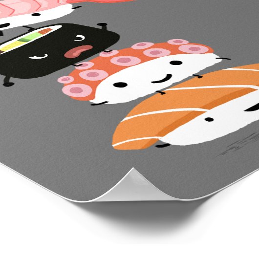 Cute Sushi Stack - Tower van Kawaii Sushi Friends Poster (Hoek)