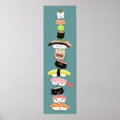 Cute Sushi Stack - Tower van Kawaii Sushi Friends Poster (Voorkant)