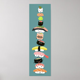 Cute Sushi Stack - Tower van Kawaii Sushi Friends Poster