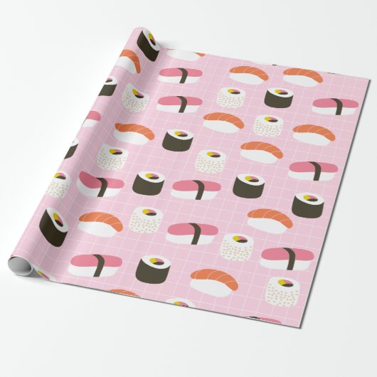 Cute Sushi Wrapping Paper Cadeaupapier (Uitgerold)