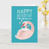 Cute Swan Animal Cartoon Happy Moederdag Kaart (Gele Bloem)