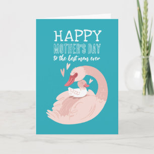 Cute Swan Animal Cartoon Happy Moederdag Kaart