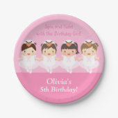 Cute Swan Ballerina Birthday Party Supplies Papieren Bordje (Voorkant)