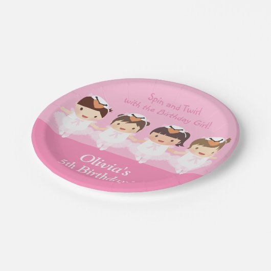 Cute Swan Ballerina Birthday Party Supplies Papieren Bordje (Gekanteld)